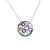 925 Solid Silver and Multi color Cubic Zirconia Circles Pendant Chain Set Unique Minimalist Handmade Gift for her/him