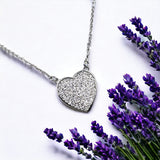 925 Sterling Silver Heart Shape Pendant Unisex Cubic Zirconia Necklace set Lovely Minimalist Handmade Gift for lover,Girlfriend,Wife