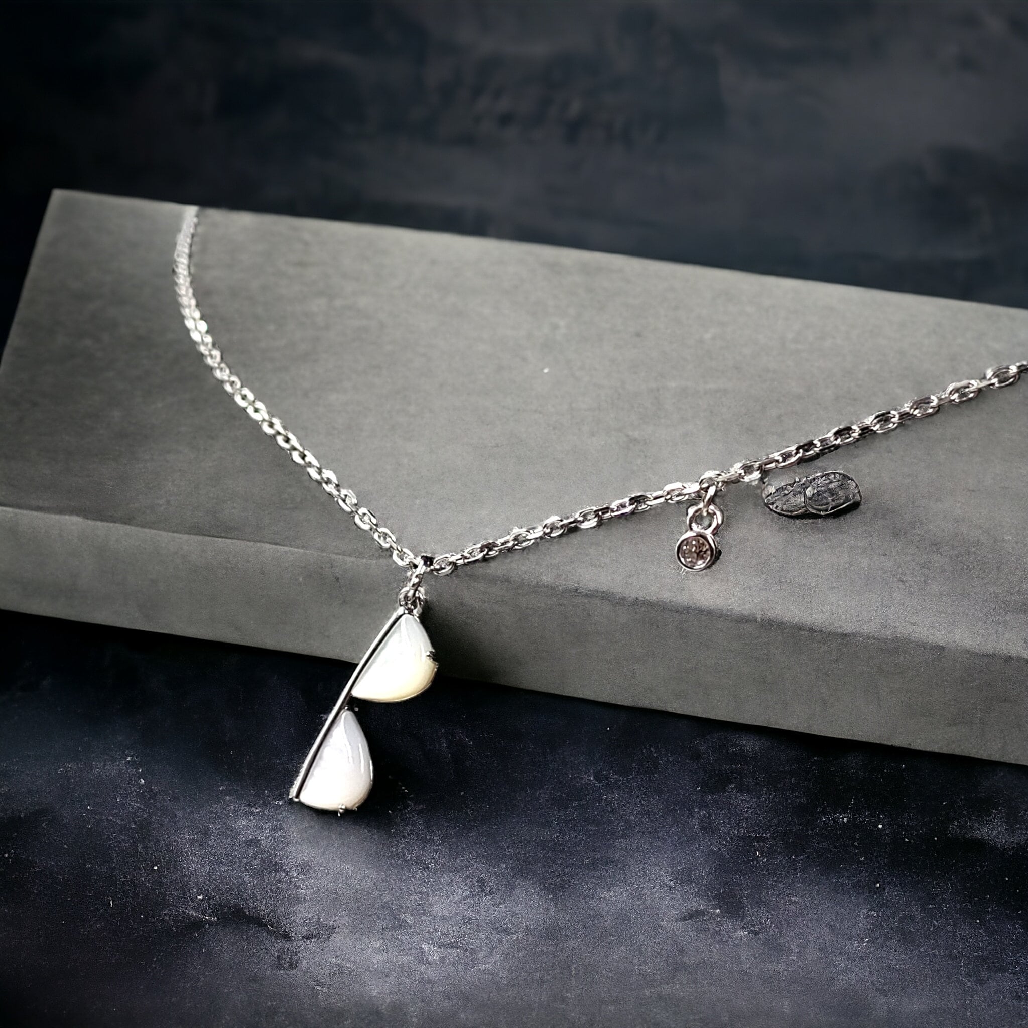 925 Sterling Silver Specs Pendant Stylish Trendy Necklace set Minimalist Handmade Gift for Boyfriend