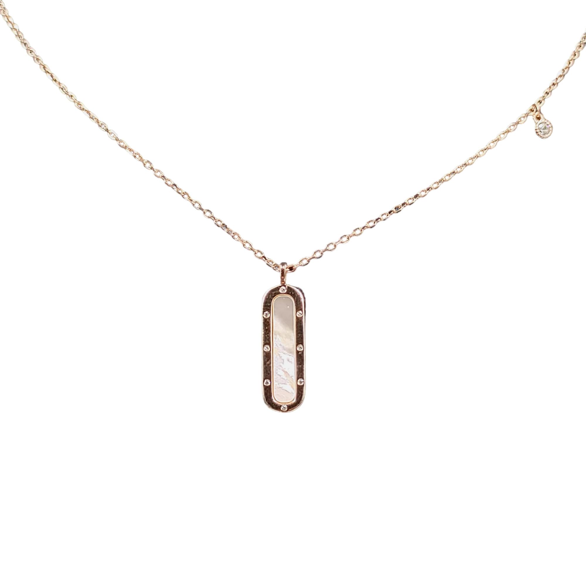 925 Sterling Silver Oval Shaped Rose gold plated Pendant with CZ Necklace set Lovely Minimalist Handmade Gift for Mother,Daughter,Sister