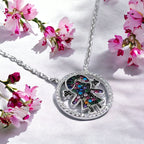 925 Sterling Silver Mutlicolor CZ Doll in the Circle Pendant Necklace Pendant set Lovely Minimalist Handmade Gift for Daughter
