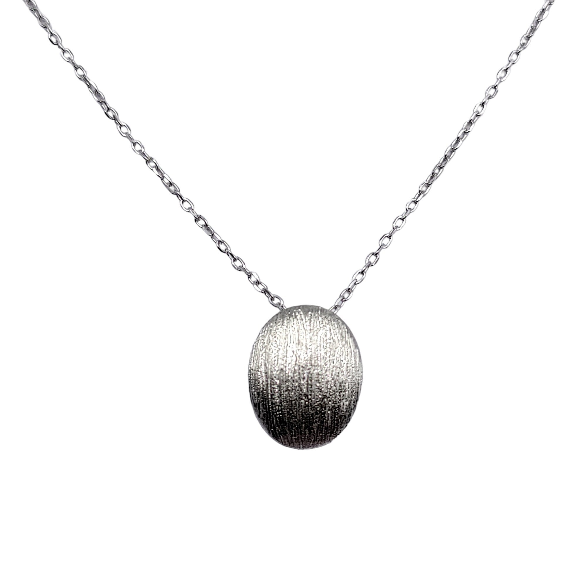 925 Sterling Silver Oval Shaped Matt Finished Pendant Chain Necklace set Lovely Minimalist Unisex Handmade Gift
