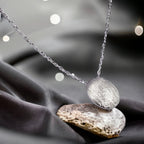 925 Sterling Silver Oval Shaped Matt Finished Pendant Chain Necklace set Lovely Minimalist Unisex Handmade Gift