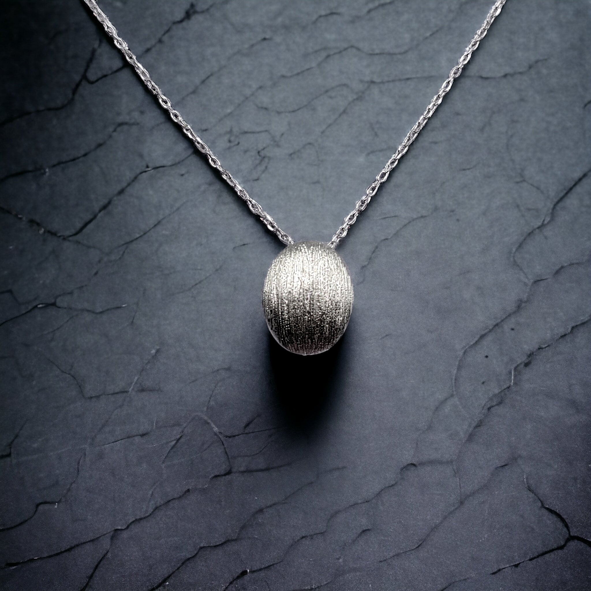 925 Sterling Silver Oval Shaped Matt Finished Pendant Chain Necklace set Lovely Minimalist Unisex Handmade Gift