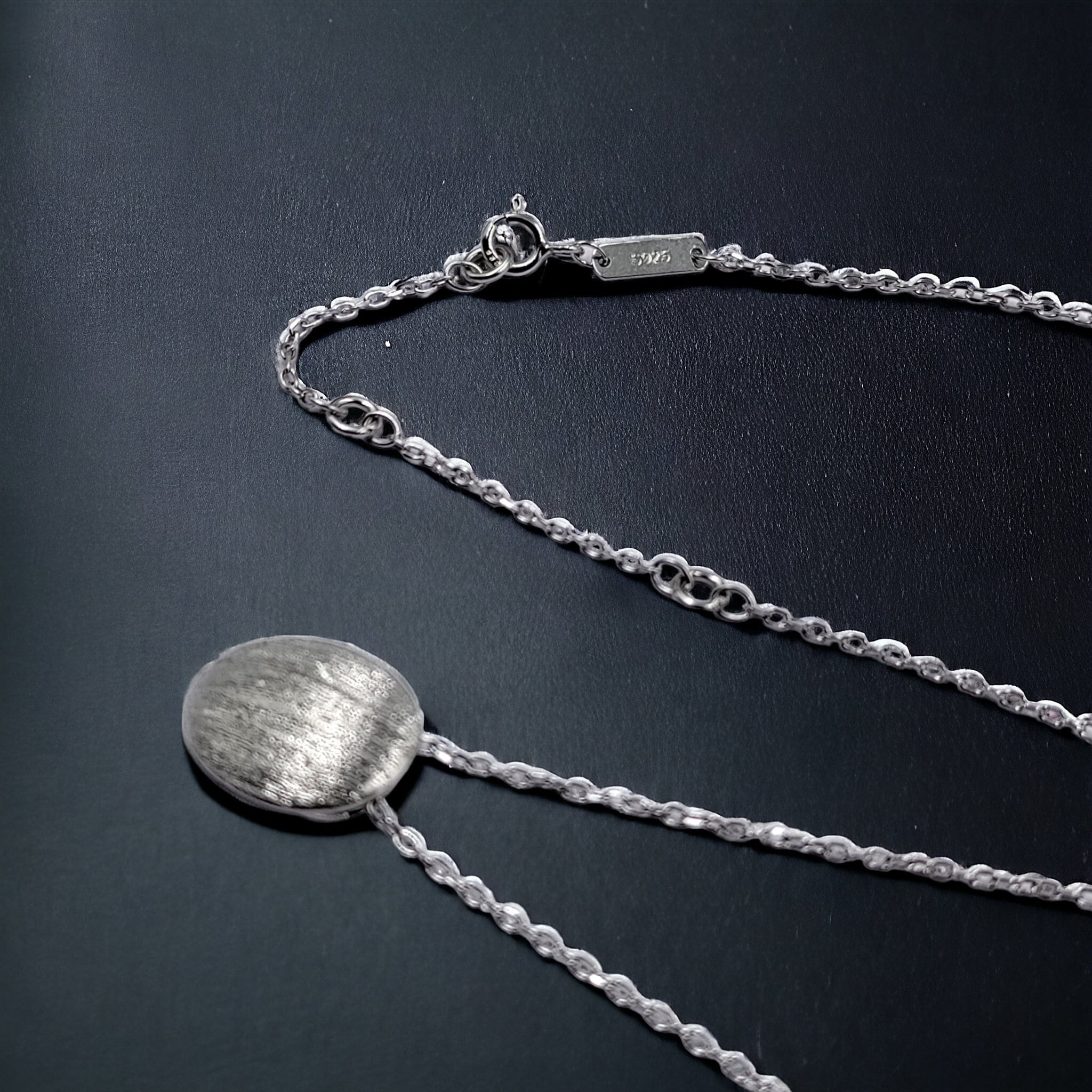 925 Sterling Silver Oval Shaped Matt Finished Pendant Chain Necklace set Lovely Minimalist Unisex Handmade Gift