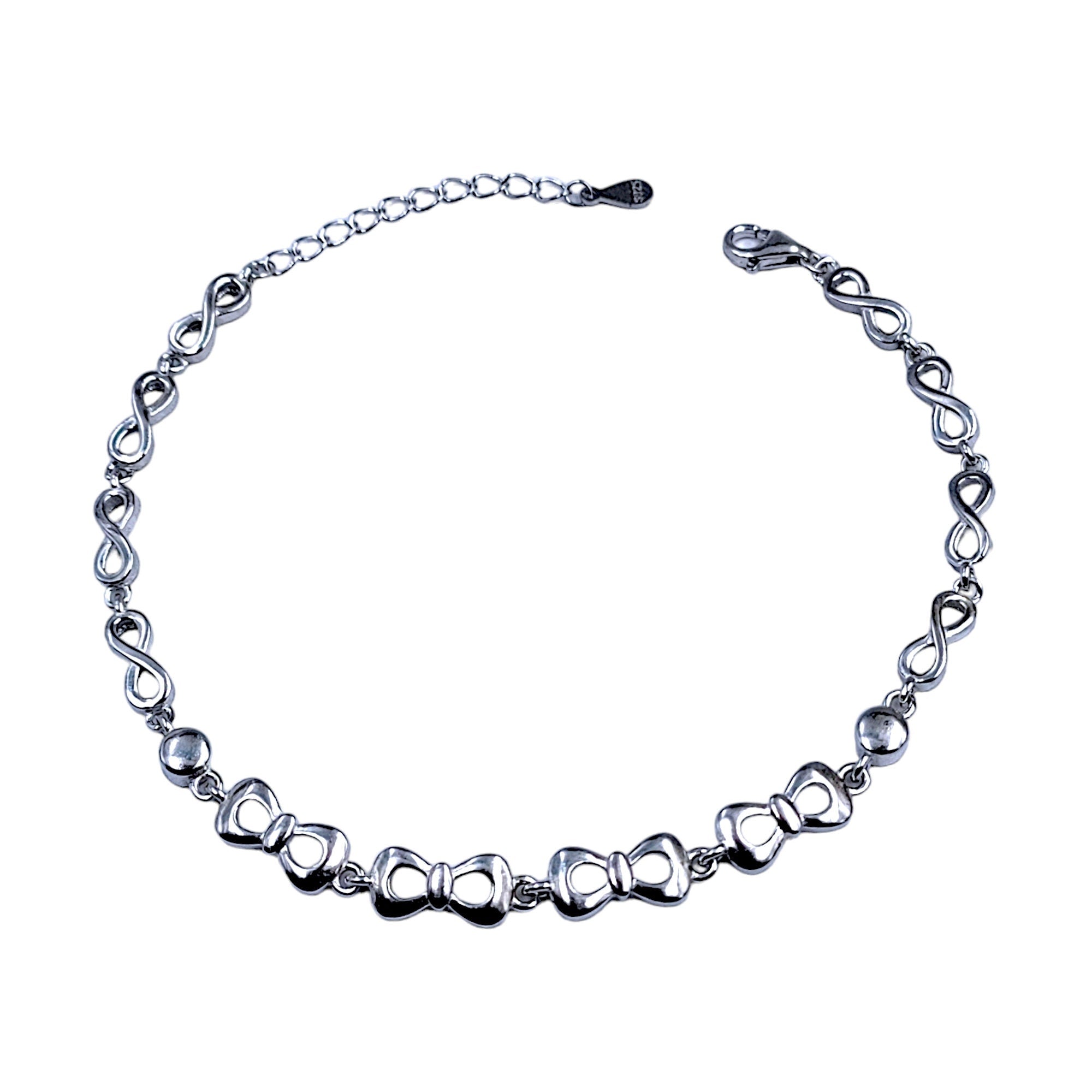 925 Sterling Silver Minimalist Pretty Bow Design Bracelet Minimalist Gift for Mother's Day