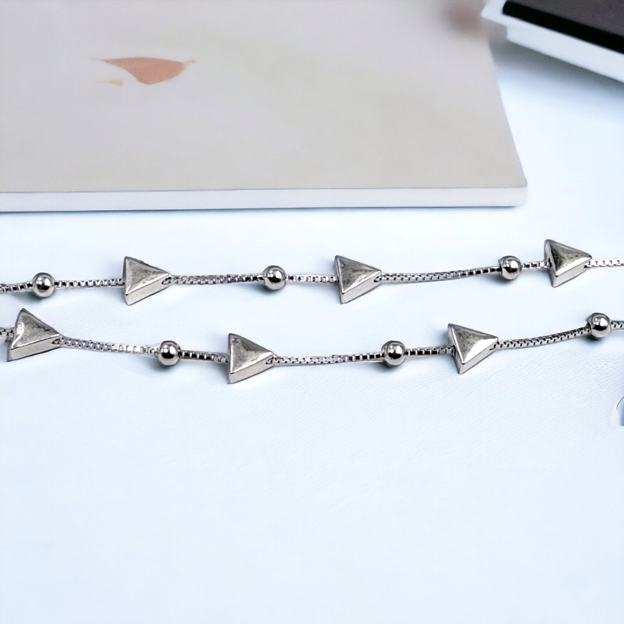 925 Sterling Silver Double layer Triangle Design Bracelet Minimalist Gift for Mother,Daughter,Wife