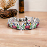 925 Sterling Silver Pink Stone CZ Multicolor enamel rectangle Design Royal Bracelet Stylish Gift for Girlfriend, Wife