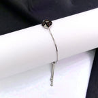 Black Multi Color Stone Solid Silver Pretty Minimalist Adjustable Bracelet Beautiful Gift for Black Lover,Girlfriend,Daughter,Wife