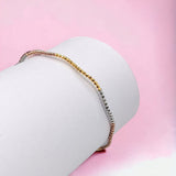 925 Sterling Silver Tri Color Rose Gold,White Gold ,Yellow Gold Bangle Style Bracelet Beautiful Gift for Girlfriend,Daughter