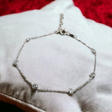 White CZ Stone 925 Sterling Silver Pretty Minimalist Chain link Bracelet in Beautiful Gift for Girlfriend,Daughter,Wife