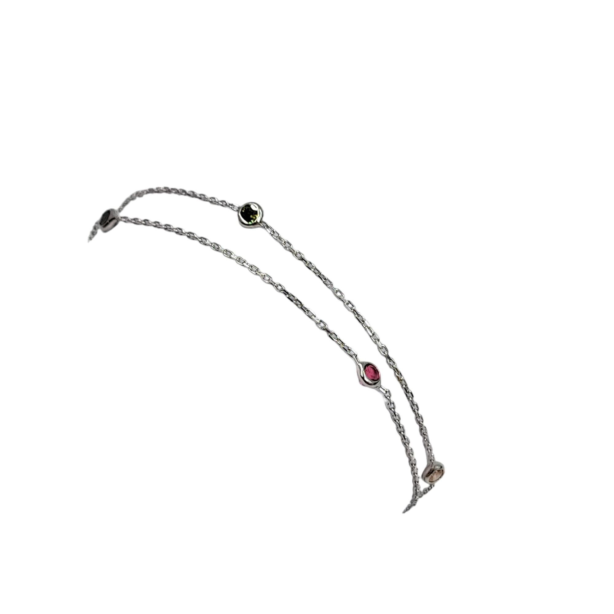 Multi Color Stone 925 Sterling Silver Pretty Minimalist Chain link Double layer Bracelet Beautiful Gift for Girlfriend,Daughter,Wife