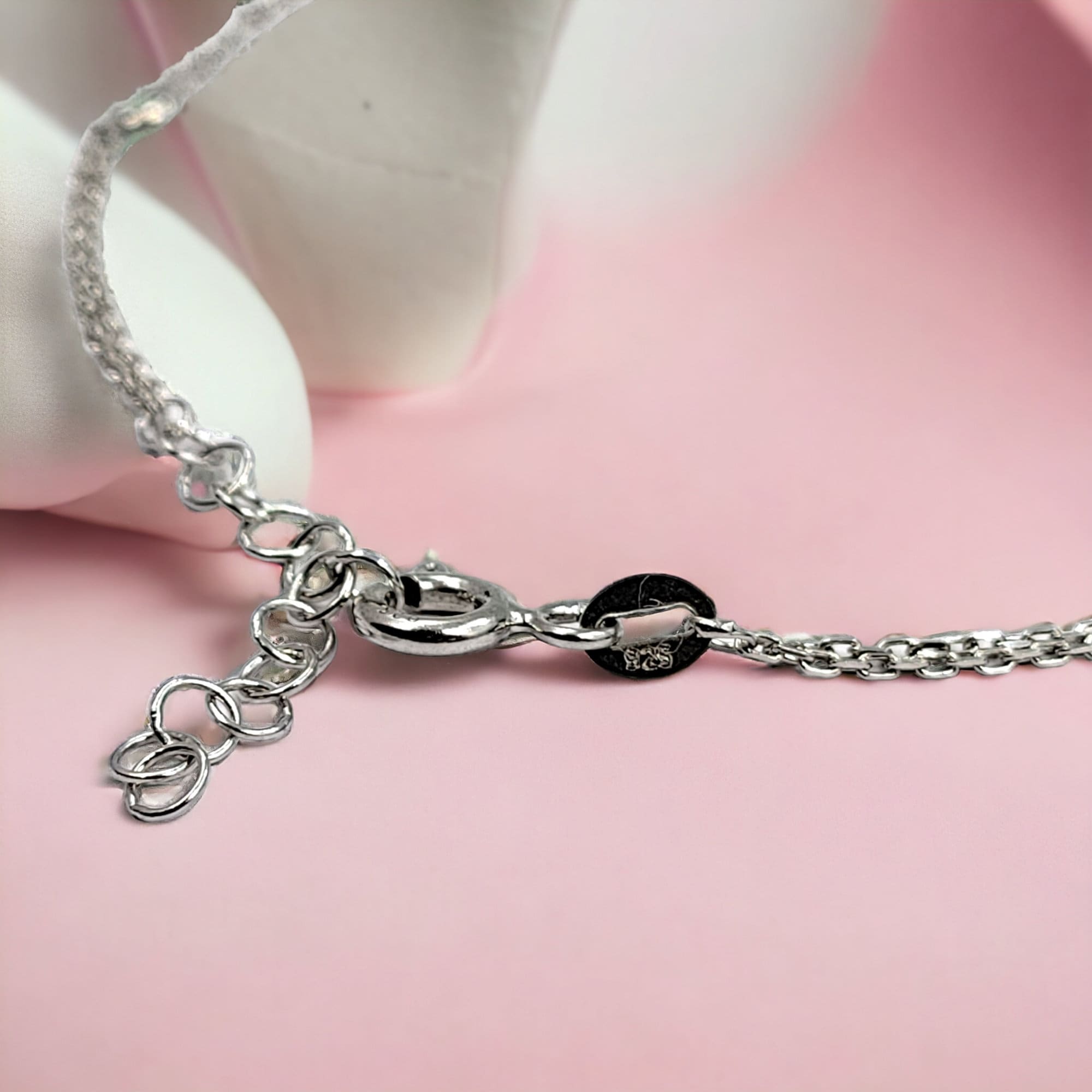 Multi Color Stone 925 Sterling Silver Pretty Minimalist Chain link Double layer Bracelet Beautiful Gift for Girlfriend,Daughter,Wife