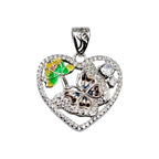 Pretty Butterfly CZ 925 Sterling Silver Pendant Heart Shape Pendant Handmade Jewellery Birthday, Anniversary, Wedding