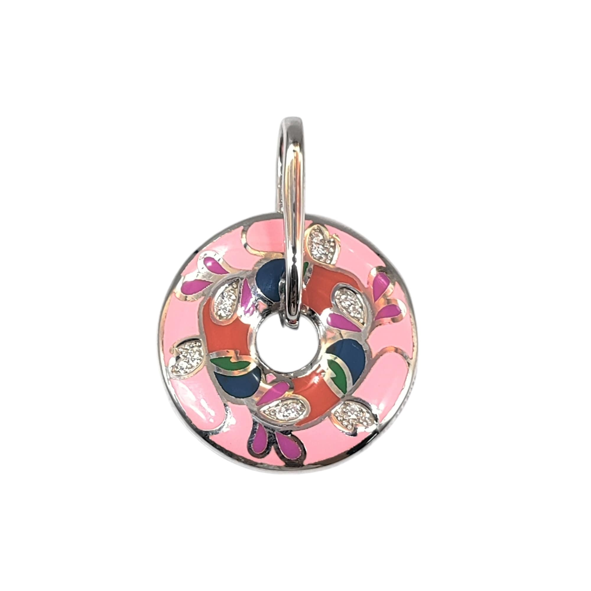 Baby Pink Enamel Circle Pendant 925 Sterling Silver Beautifully Crafted Rhodium Plated Handmade art jewelry Cute Handmade Jewellery