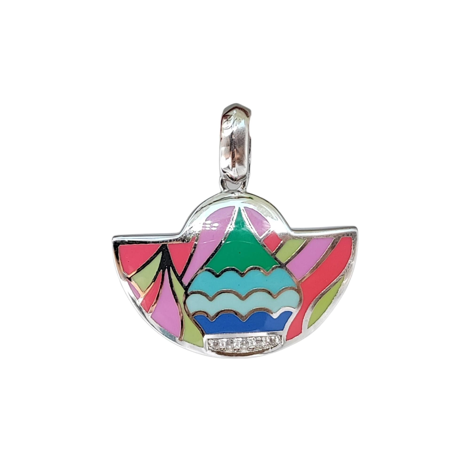 Colorfull Enamel Half Circle Pendant 925 Sterling Silver Pendant Handmade jewelry Cute Handmade Jewellery Wearable art