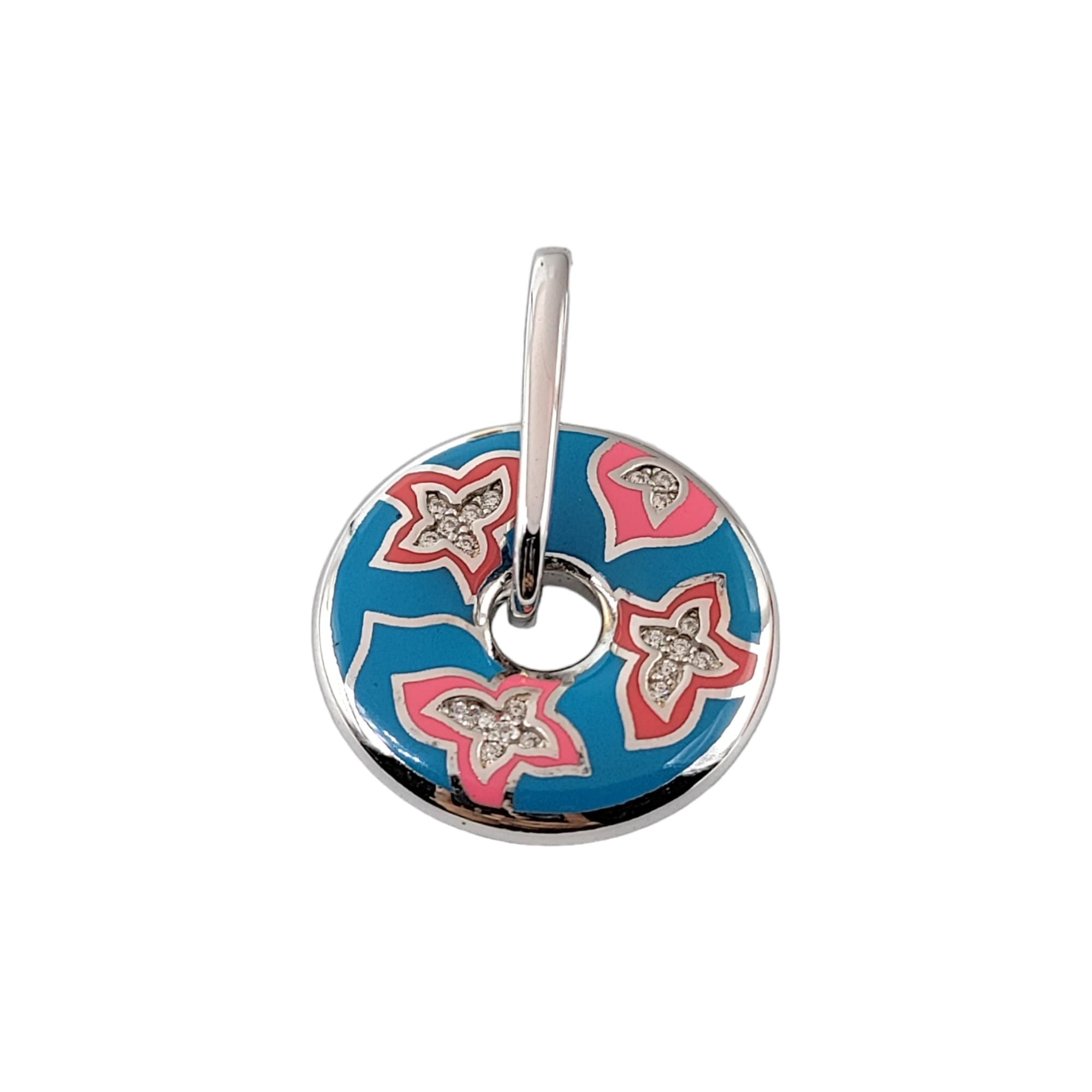 Round Multicolor Enamel Pendant 925 Sterling Silver Floral Design Handmade art jewelry Handmade Jewellery