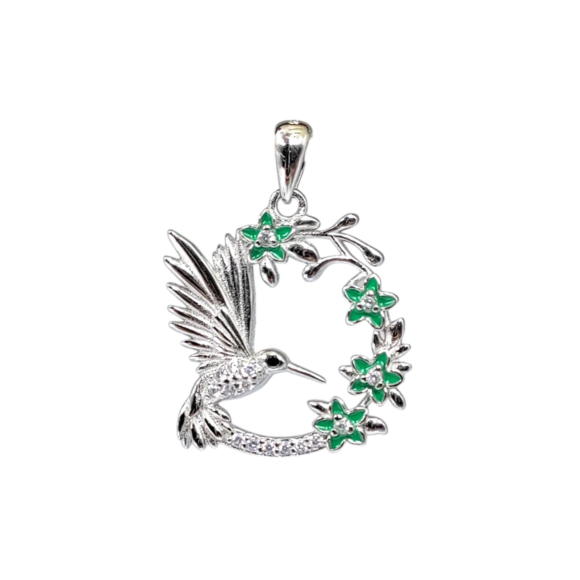 Jewellery for Bird lover Round CZ Stone Enamel Pendant 925 Sterling Silver Pendant Beautifully Crafted Handmade jewelry Wearable art