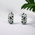 Black CZ Moon flower Pendant with English Lock Hoop Earrings 925 Sterling Silver Enamel Cubic Zirconia Set Minimalist Handmade Gift for her