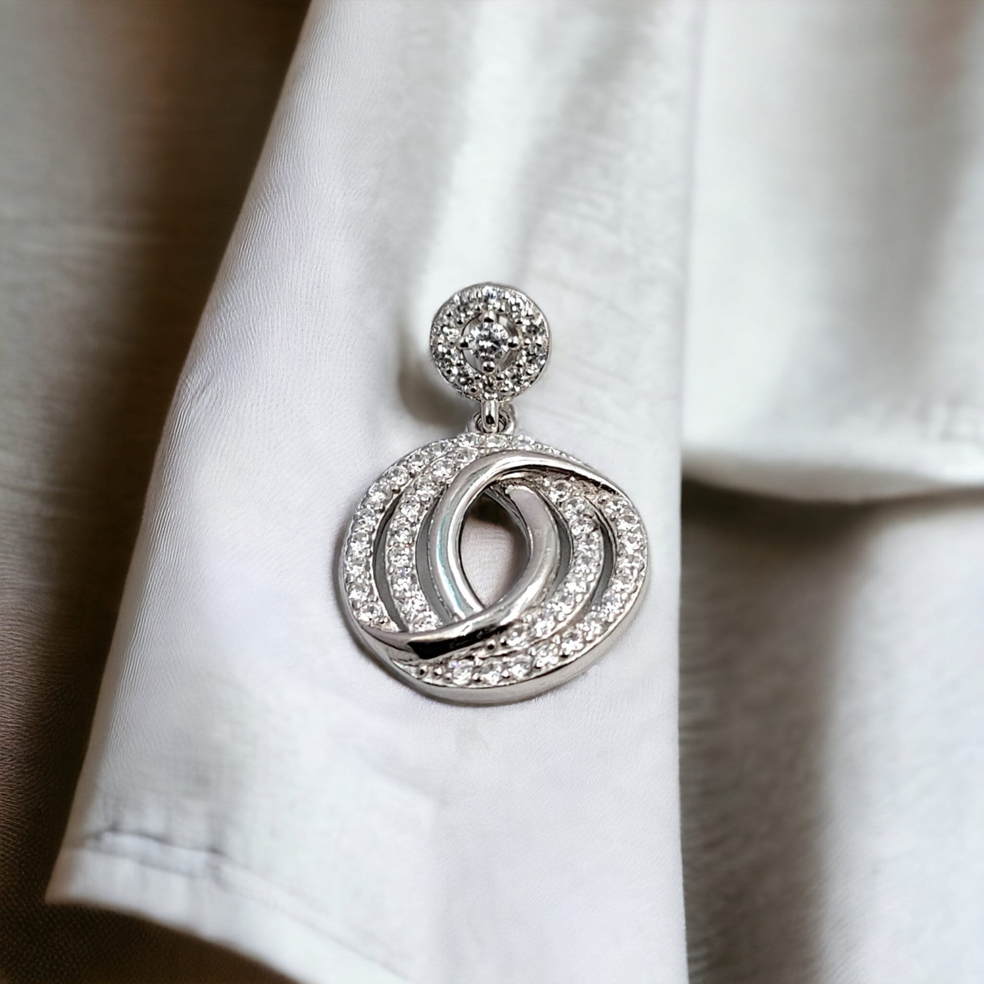 925 Sterling Silver Tear Drop Round Shape Cubic Zirconia Stone Dangle Earrings Minimalist Handmade Wedding Anniversary Gift for Wife