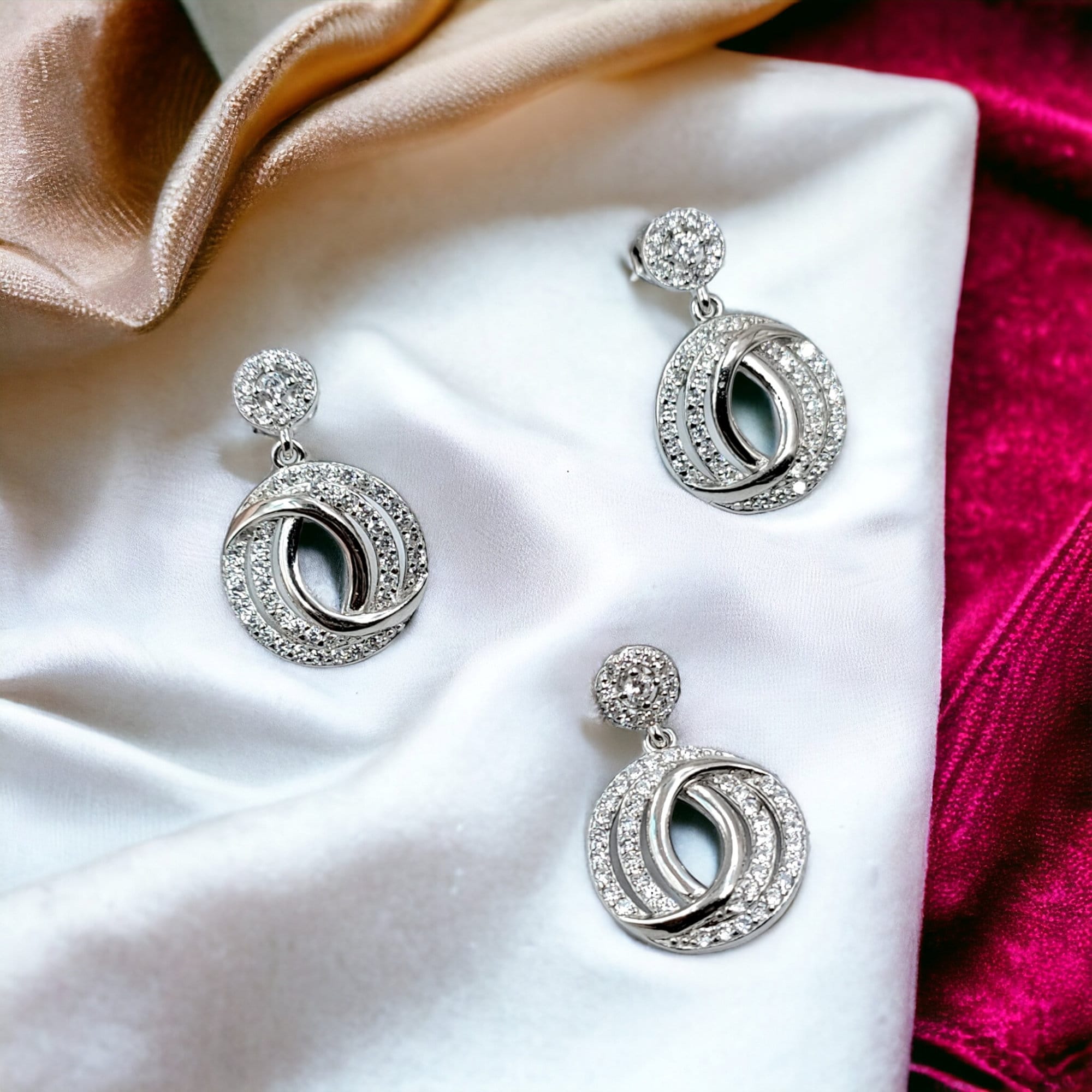 925 Sterling Silver Tear Drop Round Shape Cubic Zirconia Stone Dangle Earrings Minimalist Handmade Wedding Anniversary Gift for Wife