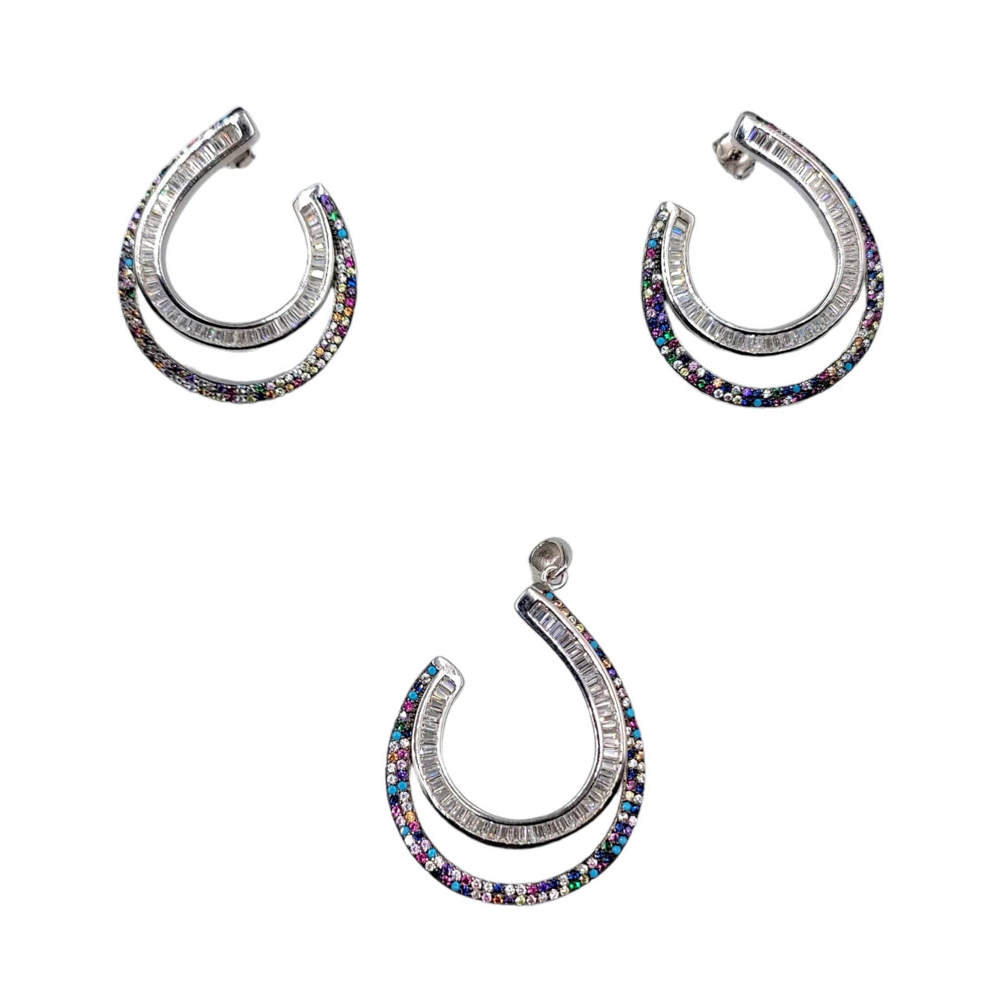 925 Sterling Silver Luxury Modern Twisted Circle Pendant Earrings Set with Push Back Swirl Large Spiral Design Minimalist Handmade Gift