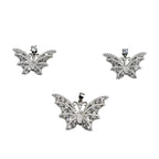 925 Sterling Silver Sparkle CZ Stone Butterfly Shaped Pendant Earring Set Minimal Handmade Gift for Daughter,Girlfriend,Wife