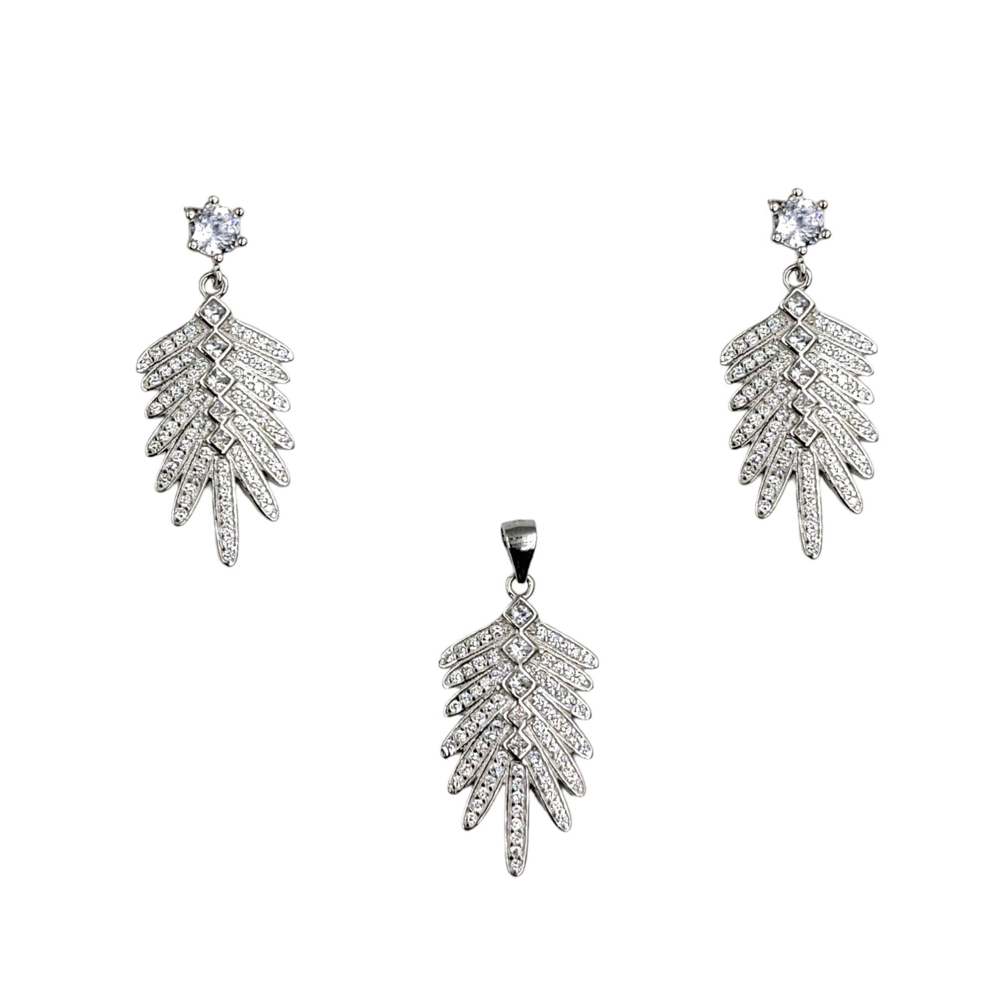 Feather Dangle Drop Earrings with Pendant 925 Sterling Silver Water Drop Sparkling Cubic Zirconia Minimalist Handmade Enagagment Gift