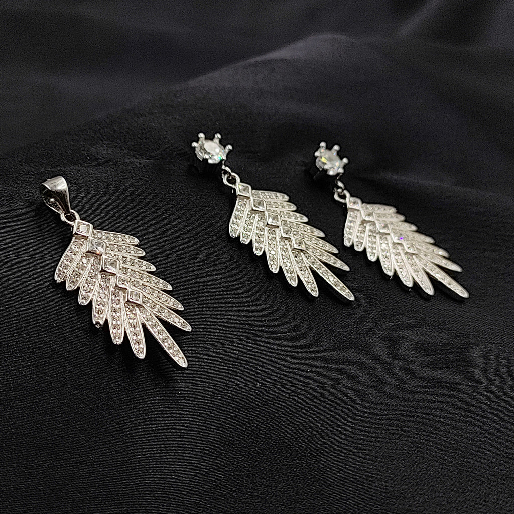 Feather Dangle Drop Earrings with Pendant 925 Sterling Silver Water Drop Sparkling Cubic Zirconia Minimalist Handmade Enagagment Gift