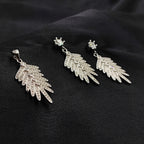 Feather Dangle Drop Earrings with Pendant 925 Sterling Silver Water Drop Sparkling Cubic Zirconia Minimalist Handmade Enagagment Gift