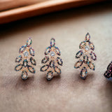 Floral Dangle Drop Earrings 925 Sterling Silver Water Drop Sparkling Multicolor Cubic Zirconia Minimalist Handmade Enagagment Wedding Gift