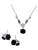 Beautifull Sparkling White CZ Black Necklace Earrings Set for Wedding,Engagment,Anniversay in 925 Sterling Silver Minimalist Handmade Gift