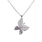 Multicolor CZ Beautifull Large Cross Butterfly Pendant Amazing Necklace Stylish Minimalist Handmade Gift 925 Sterling Silver