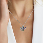Mystic Angel Double Sided Wearable Enamel and CZ Necklace 925 Sterling Silver Lovely Minimalist Handmade Gift for Girlfriend