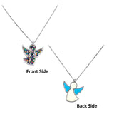 Mystic Angel Double Sided Wearable Enamel and CZ Necklace 925 Sterling Silver Lovely Minimalist Handmade Gift for Girlfriend
