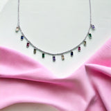 Rainbow Mutli Stone CZ Charms Pendant 925 Solid Silver Necklace Minimalist Handmade Wedding Engagment Gift