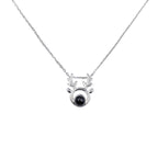 925 Sterling Silver Grey Cubic Zirconia Silver Round Deer Christmas deer I love you Projection Romantic Love Memory Women Necklace