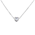 925 Sterling Silver Solitaire Tiny Little Heart Charm Necklace Pendant set Lovely Minimalist Handmade Gift for lover