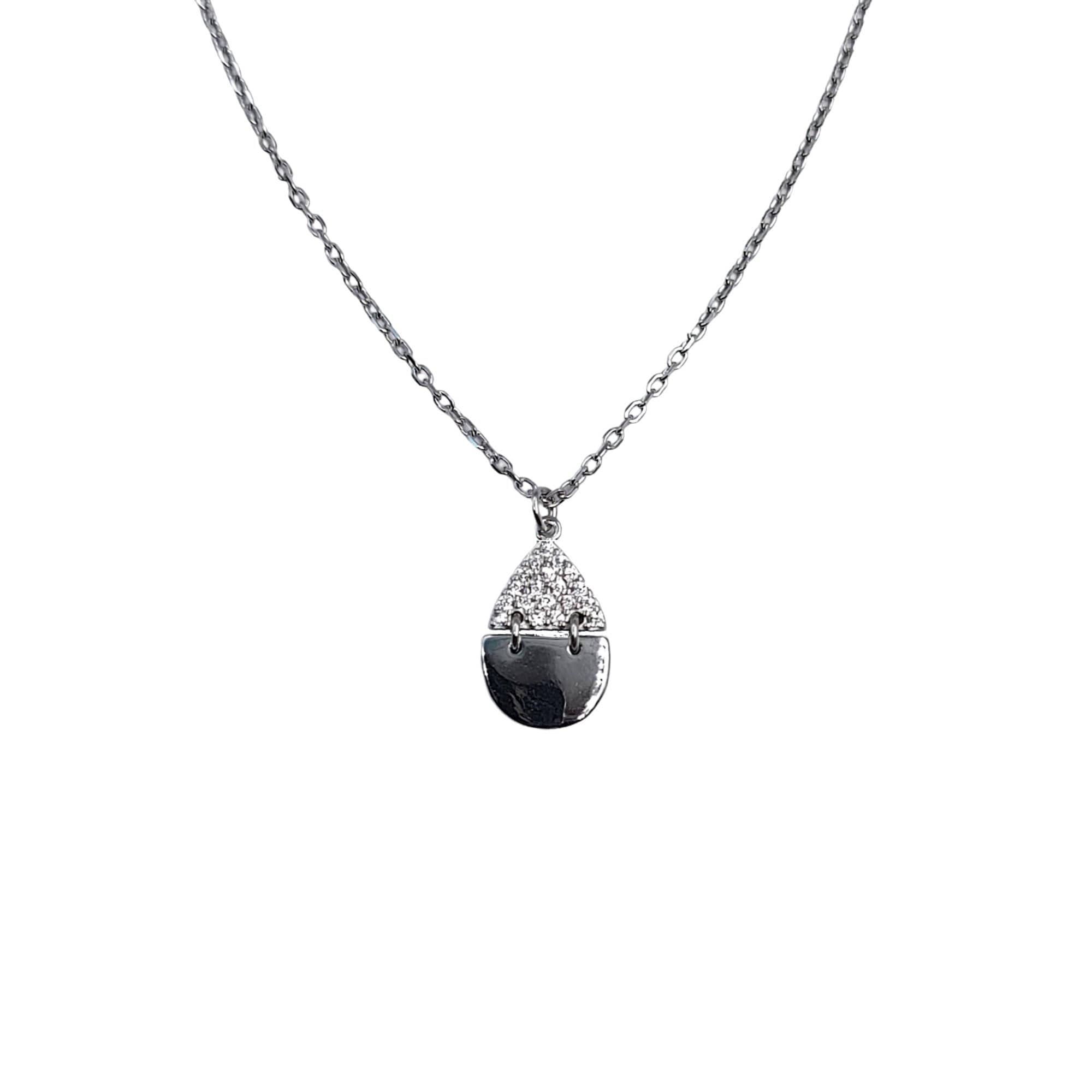 925 Sterling Silver Pear Shape Pendant Half CZ Necklace set Lovely Minimalist Handmade Gift for lover,Girlfriend,Wife