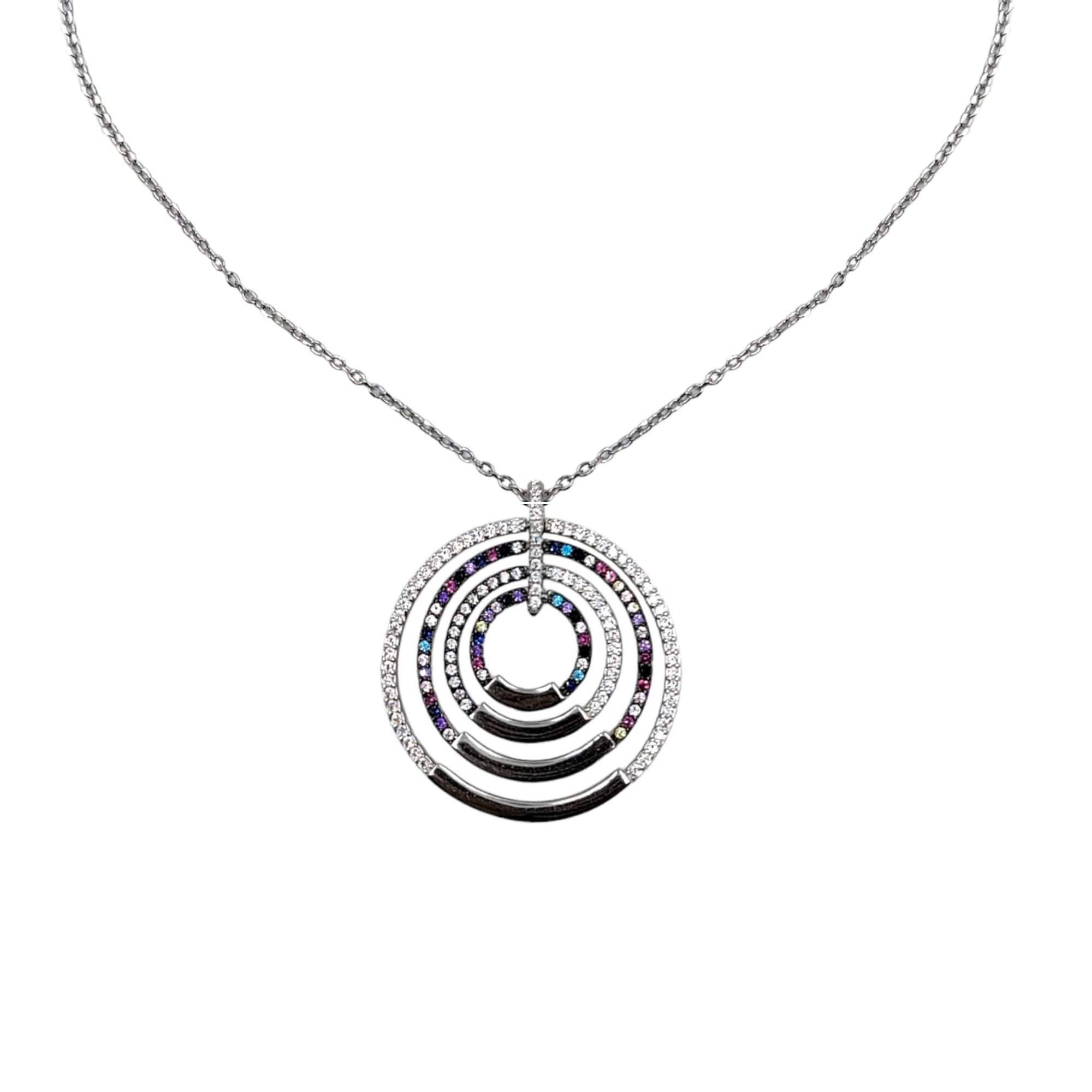 925 Sterling Silver Multi color Cubic Zirconia in Multi circles Pendant Beautiful Necklace set Minimalist Handmade Gift for her