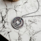 925 Sterling Silver Multi color Cubic Zirconia in Multi circles Pendant Beautiful Necklace set Minimalist Handmade Gift for her