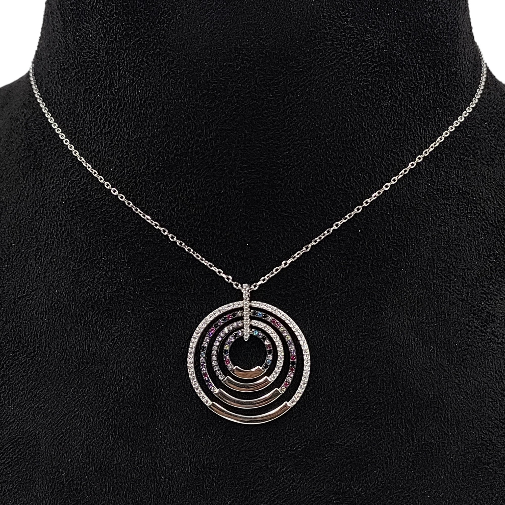 925 Sterling Silver Multi color Cubic Zirconia in Multi circles Pendant Beautiful Necklace set Minimalist Handmade Gift for her