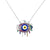 Stylish Unique Round Big Blue Silver Evil Eye Necklace Mulicolor CZ Pendant Chain for Women Minimalist Handmade Gift for Good Luck