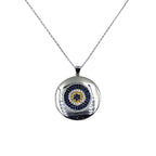 925 Solid Silver CZ Evil Eye Round Pendant Chain Necklace for Women Minimalist Handmade Gift for Good Luck Boho Jewellery