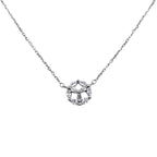 925 Sterling Silver Little Floral Charm CZ Round Pendant Chain Set for Daughter,Sister,Wife Beautiful Necklace Minimalist Handmade Gift
