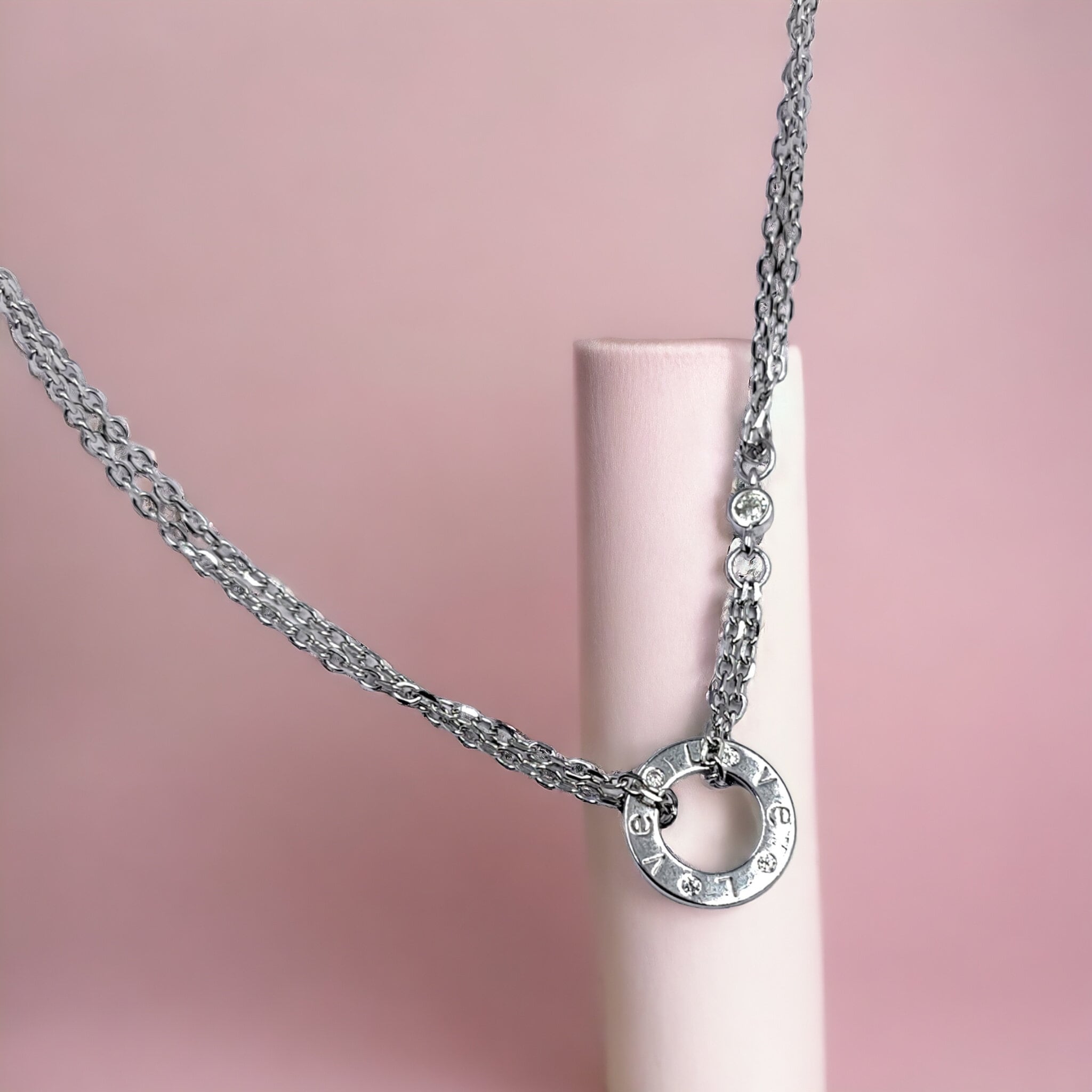 925 Sterling Silver CZ Round Circle with Love Written Unisex Necklace Pendant set Beautiful Minimalist Handmade Gift for lover