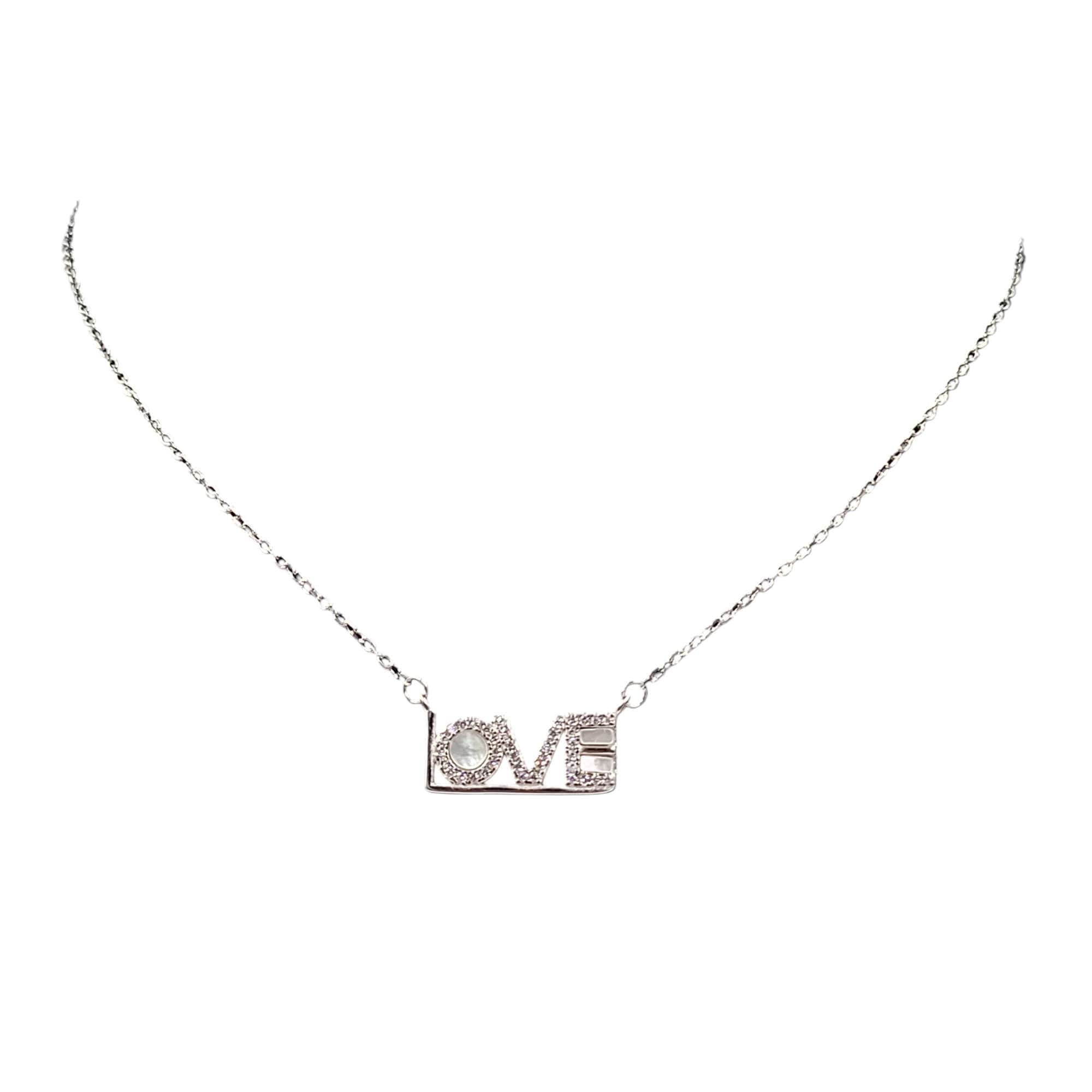 925 Sterling Silver Cubic Zirconia Love Written Unisex Necklace Pendant set Beautiful Minimalist Handmade Gift for lover