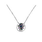 925 Sterling Silver Mutlicolor CZ Doll in the Circle Pendant Necklace Pendant set Lovely Minimalist Handmade Gift for Daughter