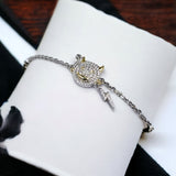 925 Sterling Silver CZ Evil Face Sparkling Tennis Bracelet with CZ Stone Charm Minimalist Gift for Daughter