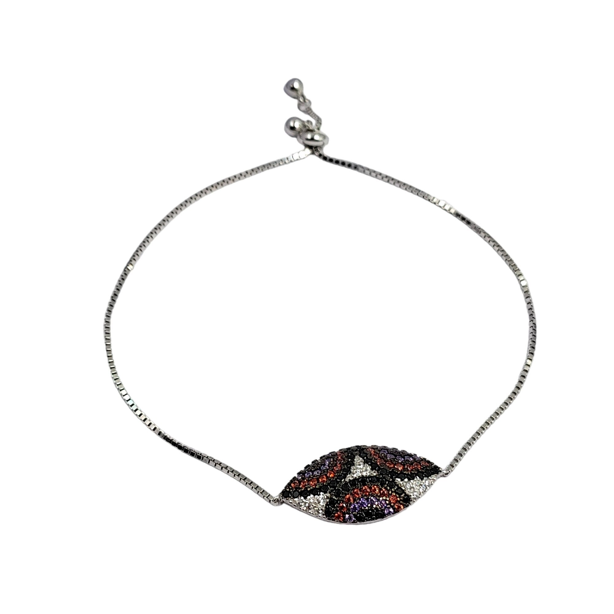 Black Multi Color Stone Solid Silver Pretty Minimalist Adjustable Bracelet Beautiful Gift for Black Lover,Girlfriend,Daughter,Wife